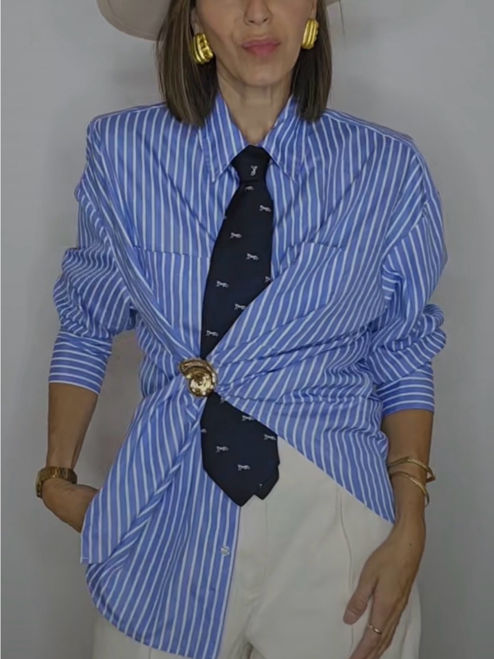 Banana Republic Blue and White Striped Button-Up Tunic